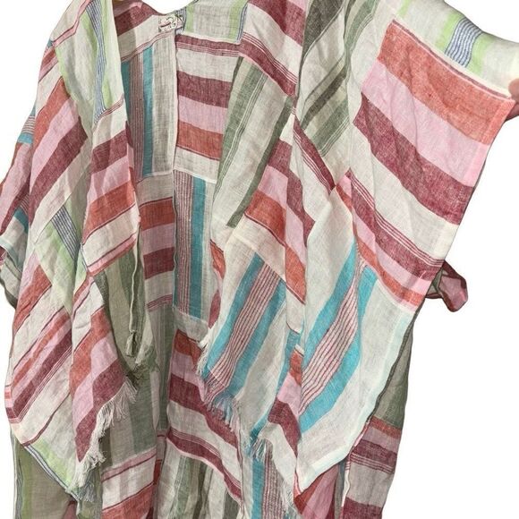 Free people sail away linen striped patchwork kimbo cardigan coverup OS new - Picture 6 of 13